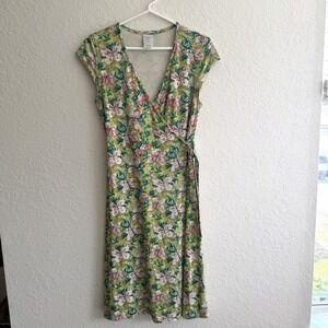 Garnet Hill Womens Wrap Dress 100%‎ Silk Knit Butterfly Feminine Vacation Travel